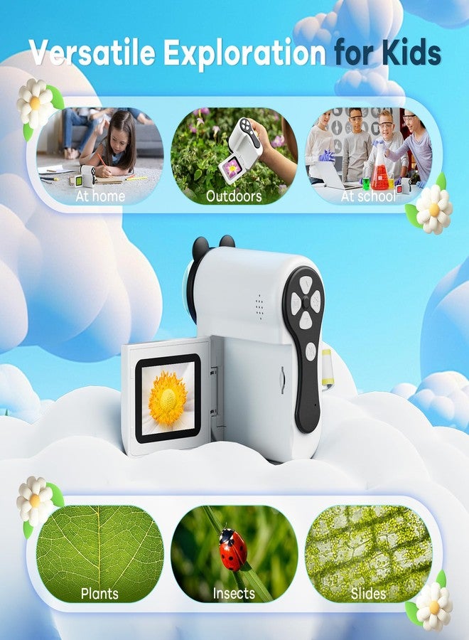 Hideal HP60 IPS Microscope for Kids: [Auto On & Off] [3-in-1] 2" Portable Handheld Microscope Miniscope, Pocket Mini Scope Educational Science Kit, Christmas Birthday Gifts for Kids, PC View, White - Image 5